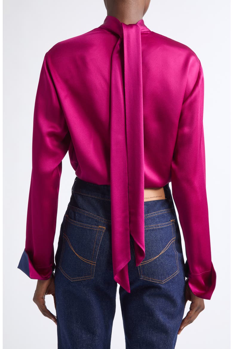 Tie Back Satin Top, Alternate, color, DARK RASPBERRY