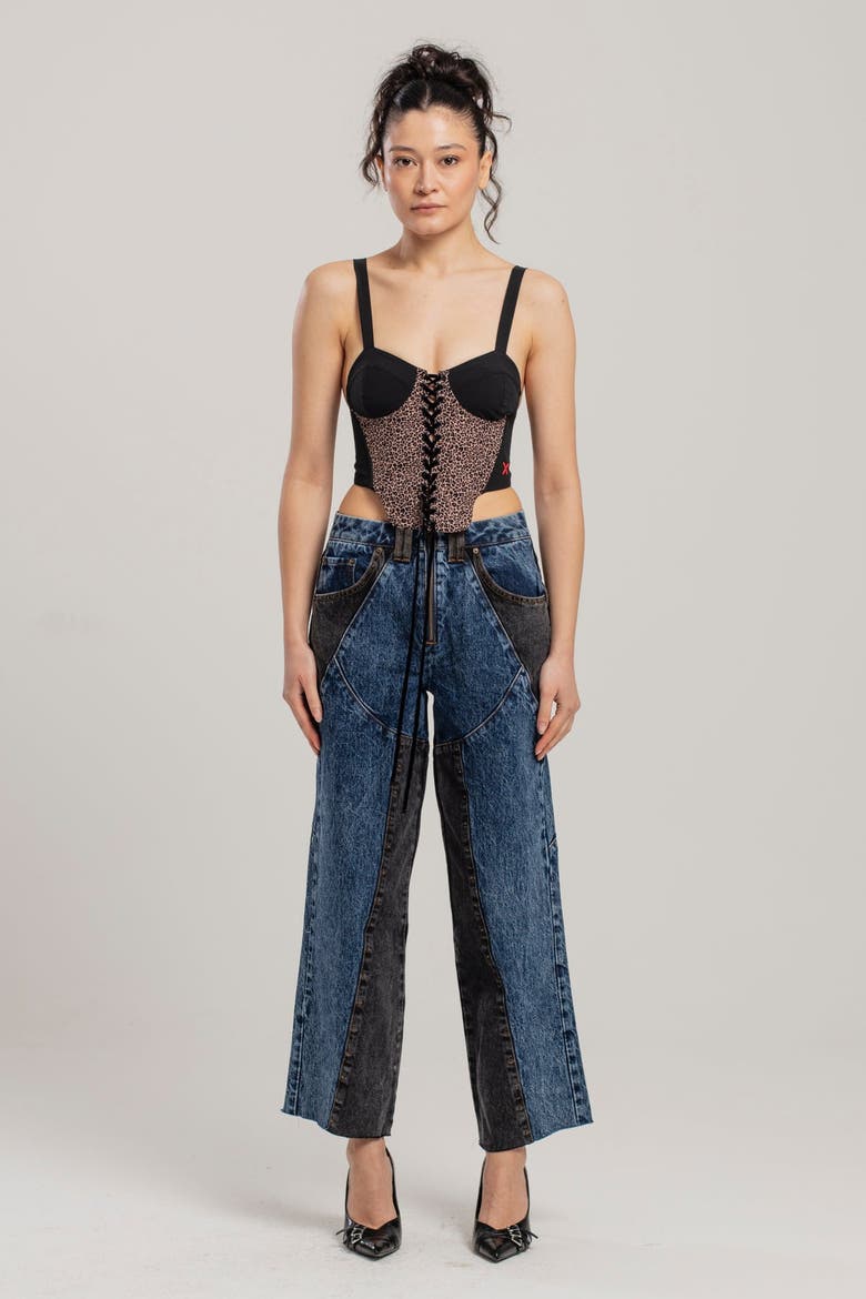 Free Heaven Leopard Corset Top, Alternate, color, black