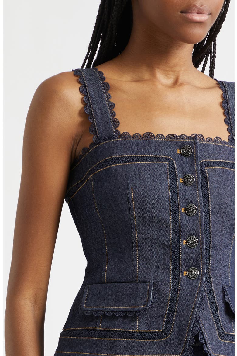 Myra Lace Denim Corset Top, Alternate, color, INDIGO