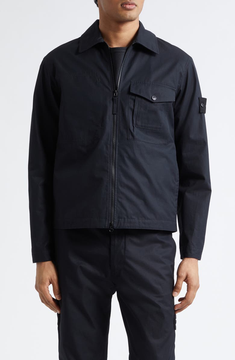 Stone Island Cotton Canvas Zip Jacket, Main, color, Black