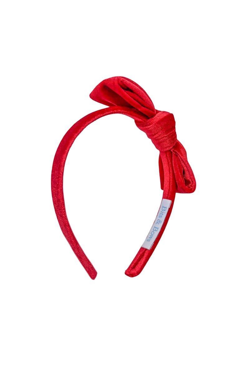 Velvet Bow Headband, Alternate, color, Red