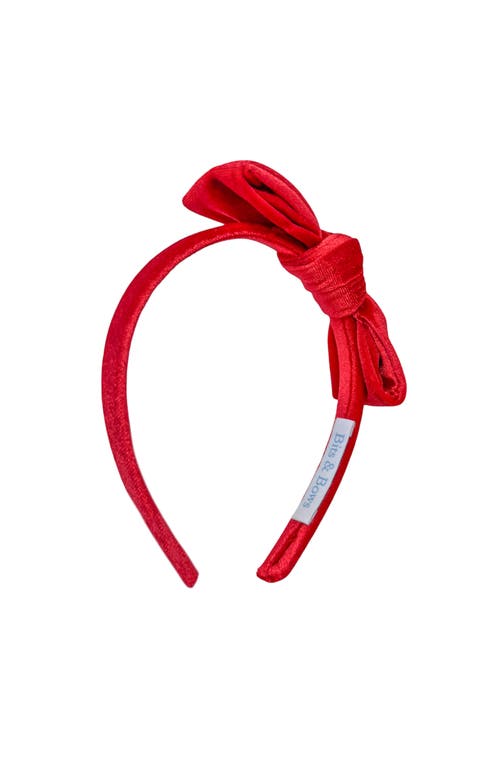 Bits & Bows Velvet Bow Headband In Red