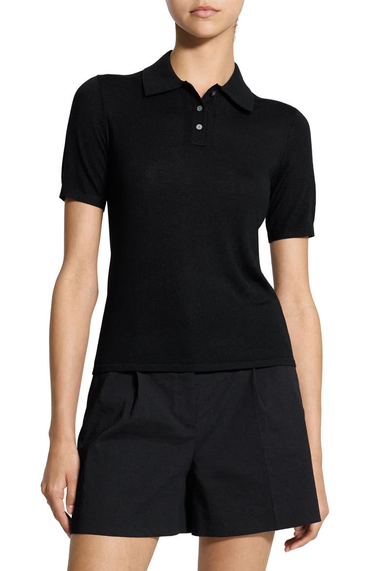 Merino Wool Polo, Main, color, BLACK