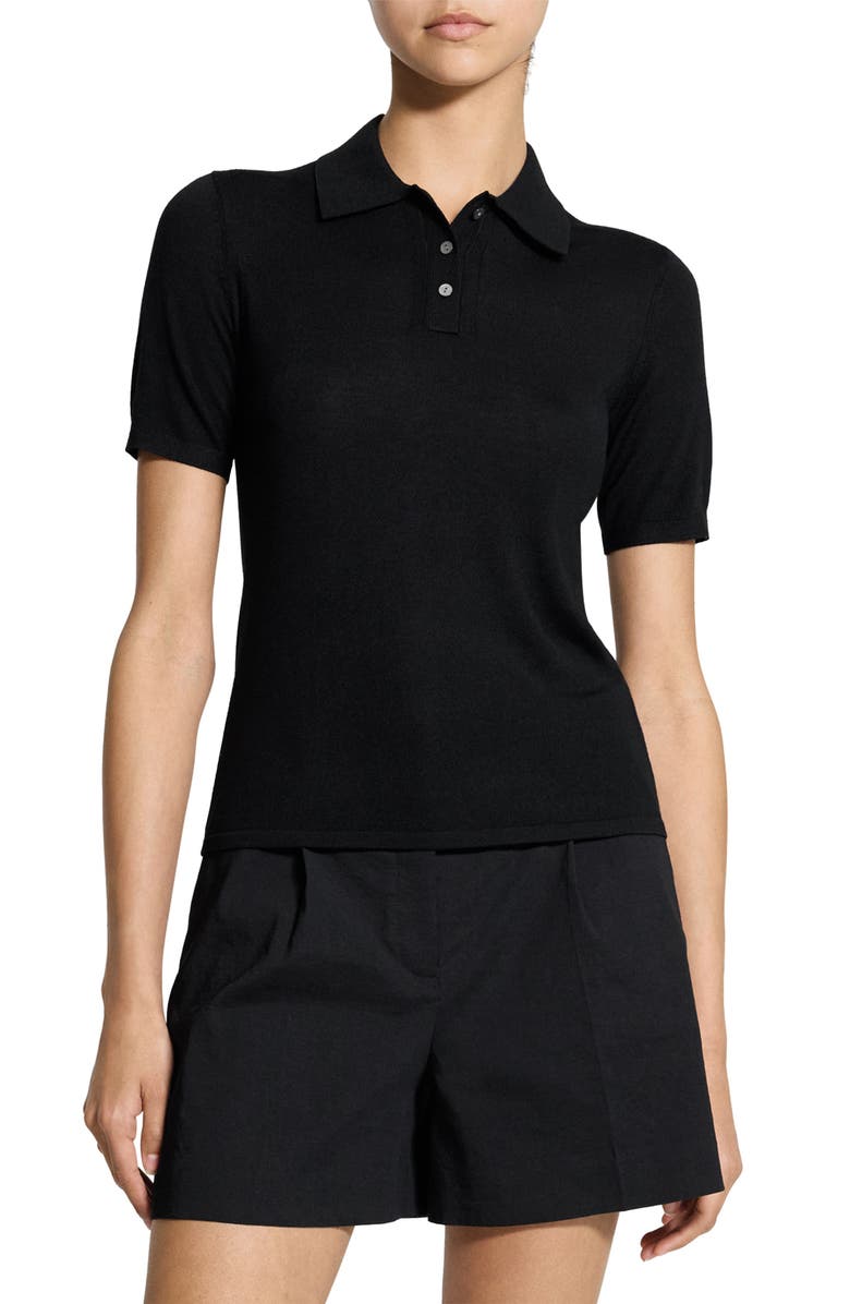 Theory Merino Wool Polo, Main, color, Black