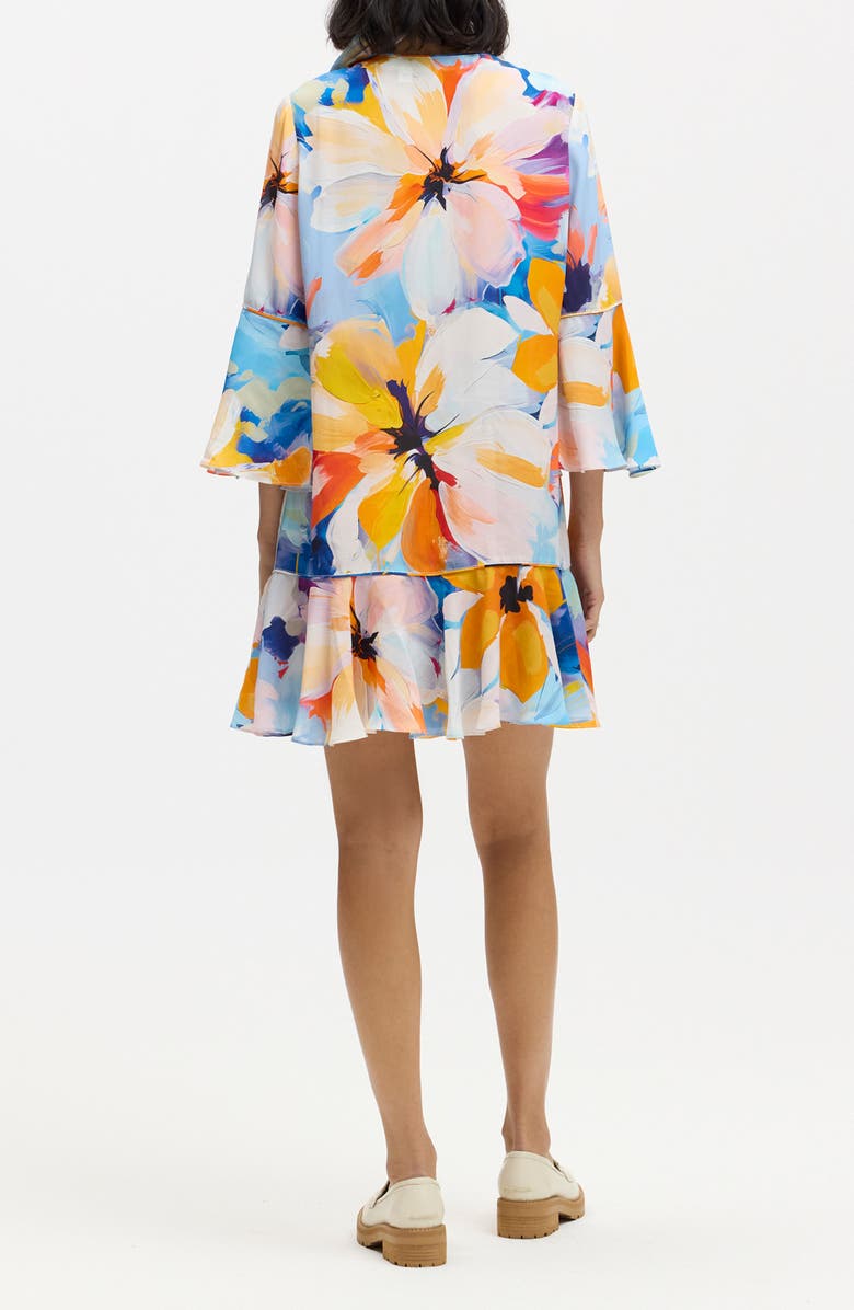 Robert Graham Margot Floral Bell Sleeve Shift Dress, Alternate, color, Blue Multi