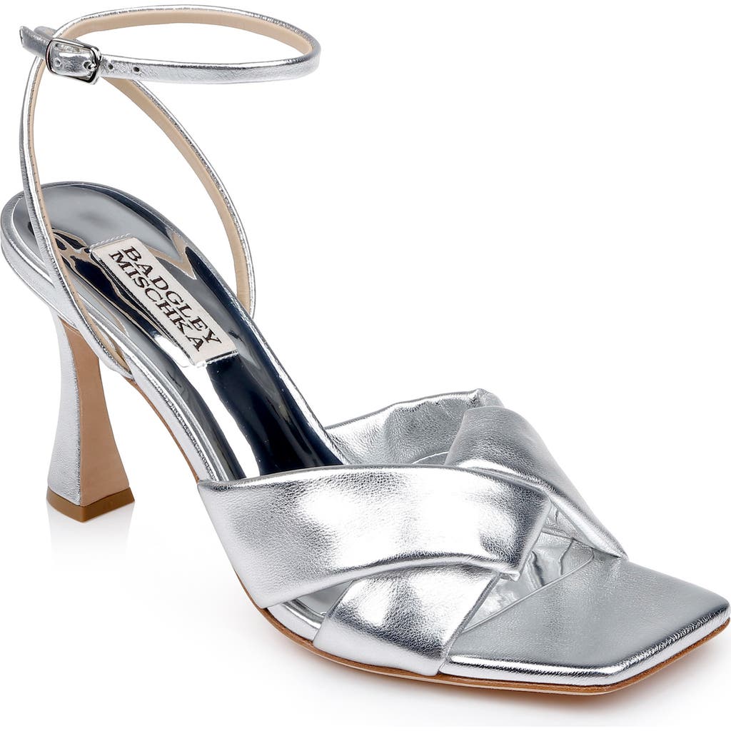 Shop Badgley Mischka Collection Brinlee Ii Ankle Strap Sandal In Silver Leather