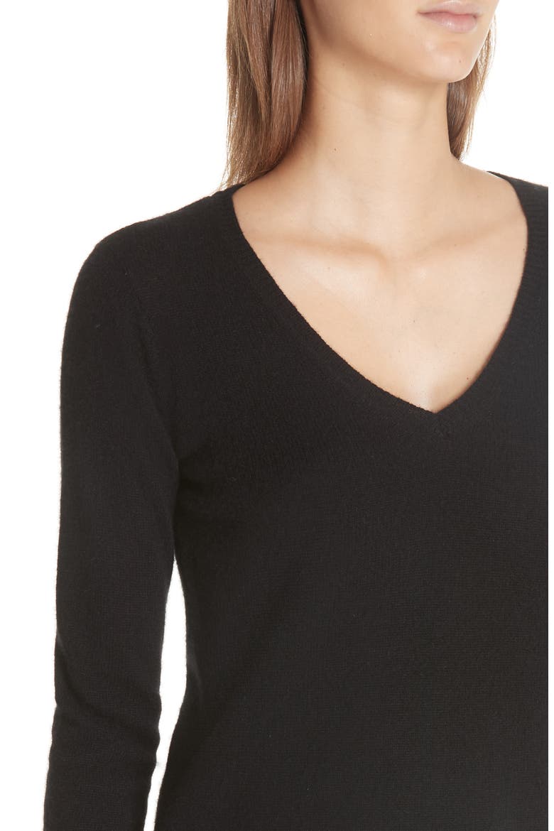 Cashmere V-Neck Sweater, Alternate, color, BLACK