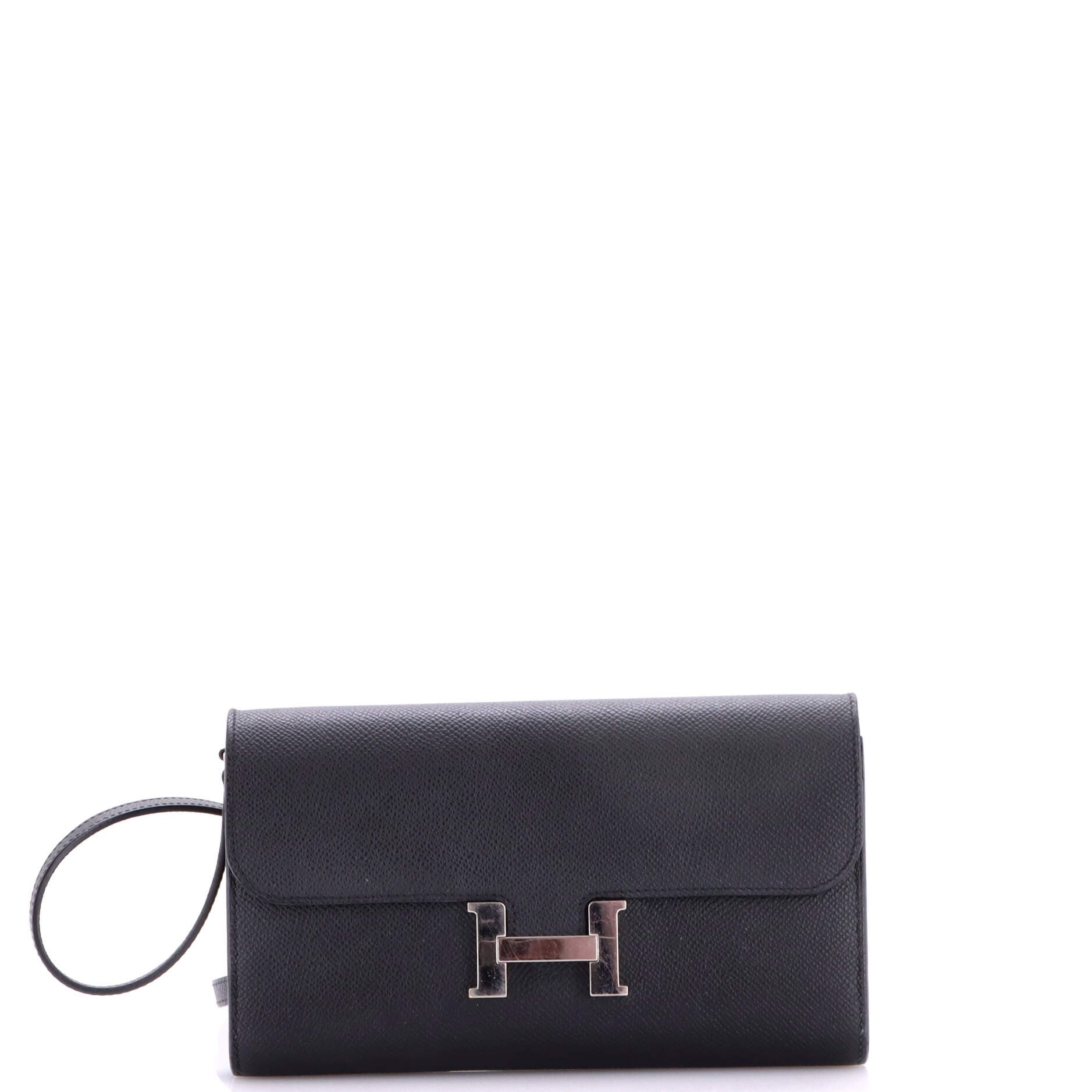 Pre-Owned Hermes Constance To Go Wallet Epsom, Main, color, Noir