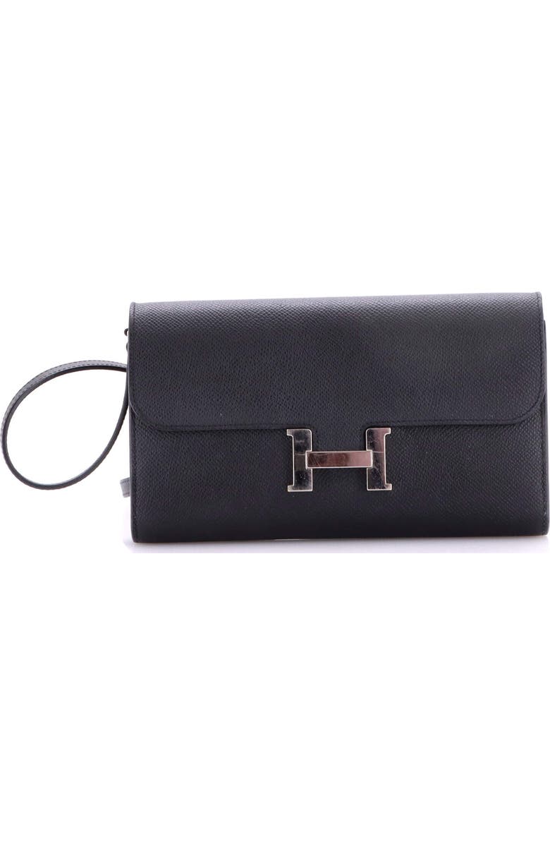 Pre-Owned Hermes Constance To Go Wallet Epsom, Main, color, Noir