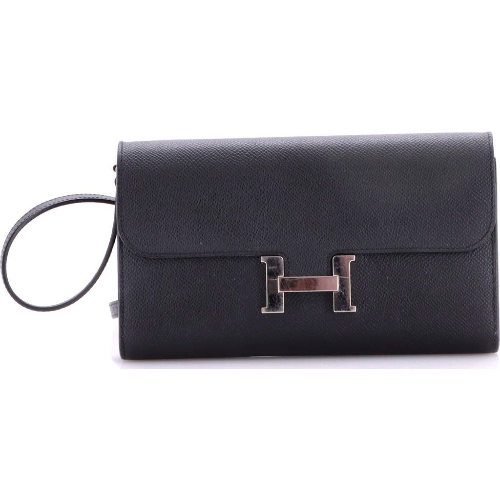 Pre-owned Hermes Hermes Constance To Go Wallet Epsom In Black
