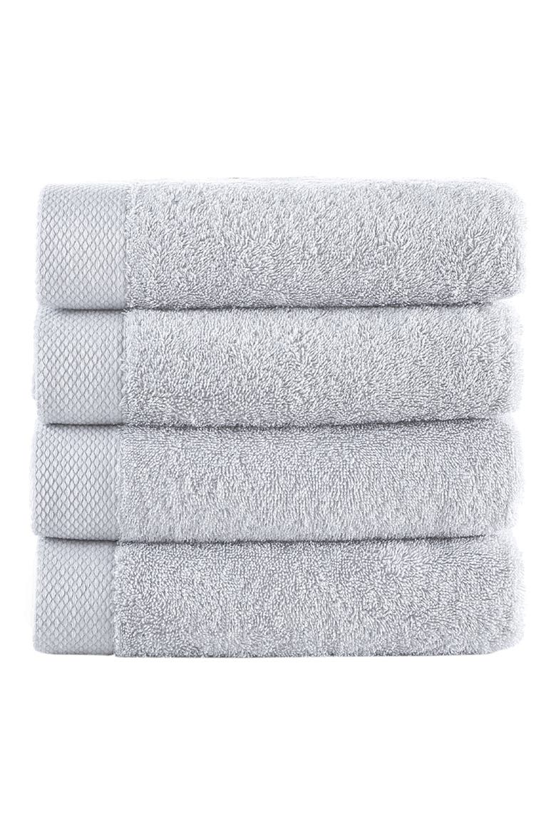 Signature 4-Piece Turkish Cotton Hand Towels, Main, color, SILVER