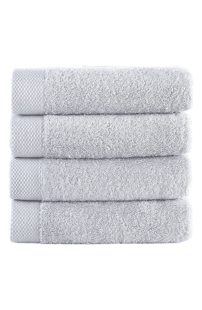 Brooks Brothers Signature 4-Piece Turkish Cotton Hand Towels, Main, color, Silver