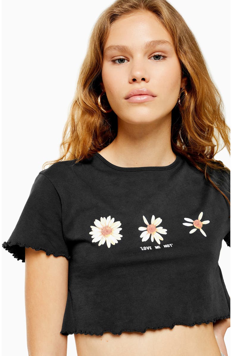 Topshop Daisy Lettuce Edge Crop Tee, Alternate, color, 