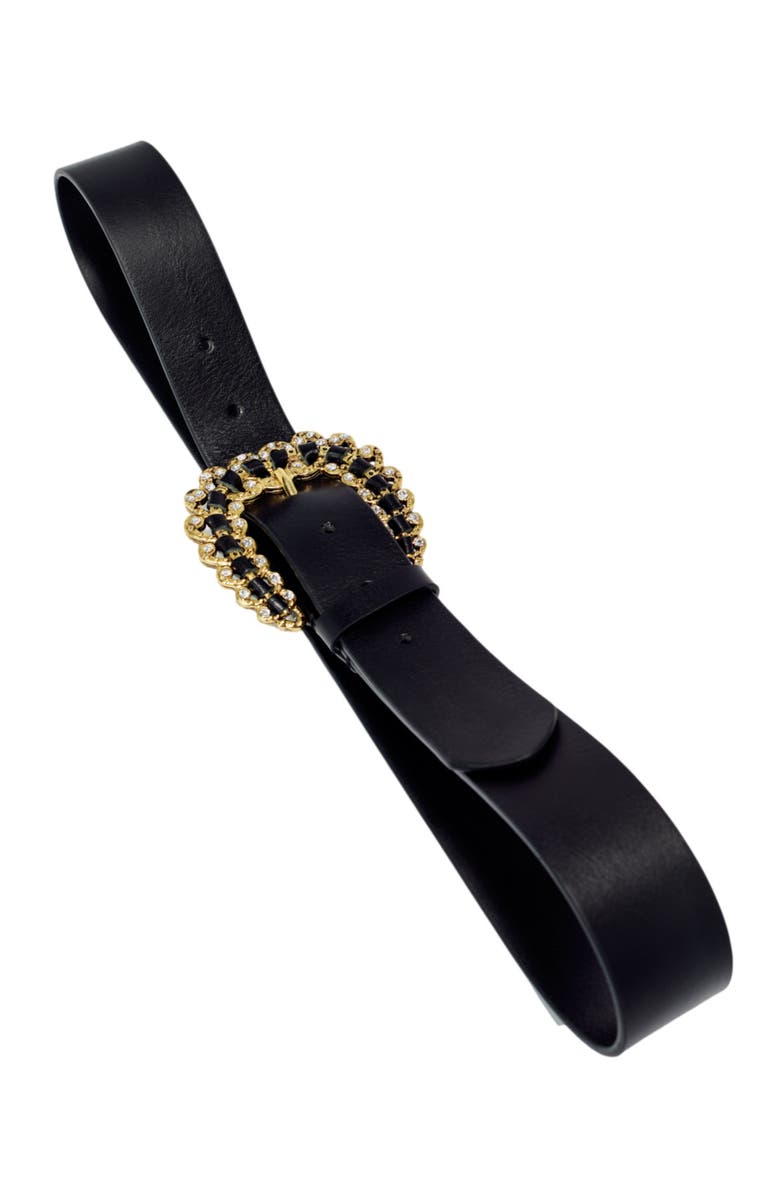 maje Belt with diamanté buckle, Alternate, color, 