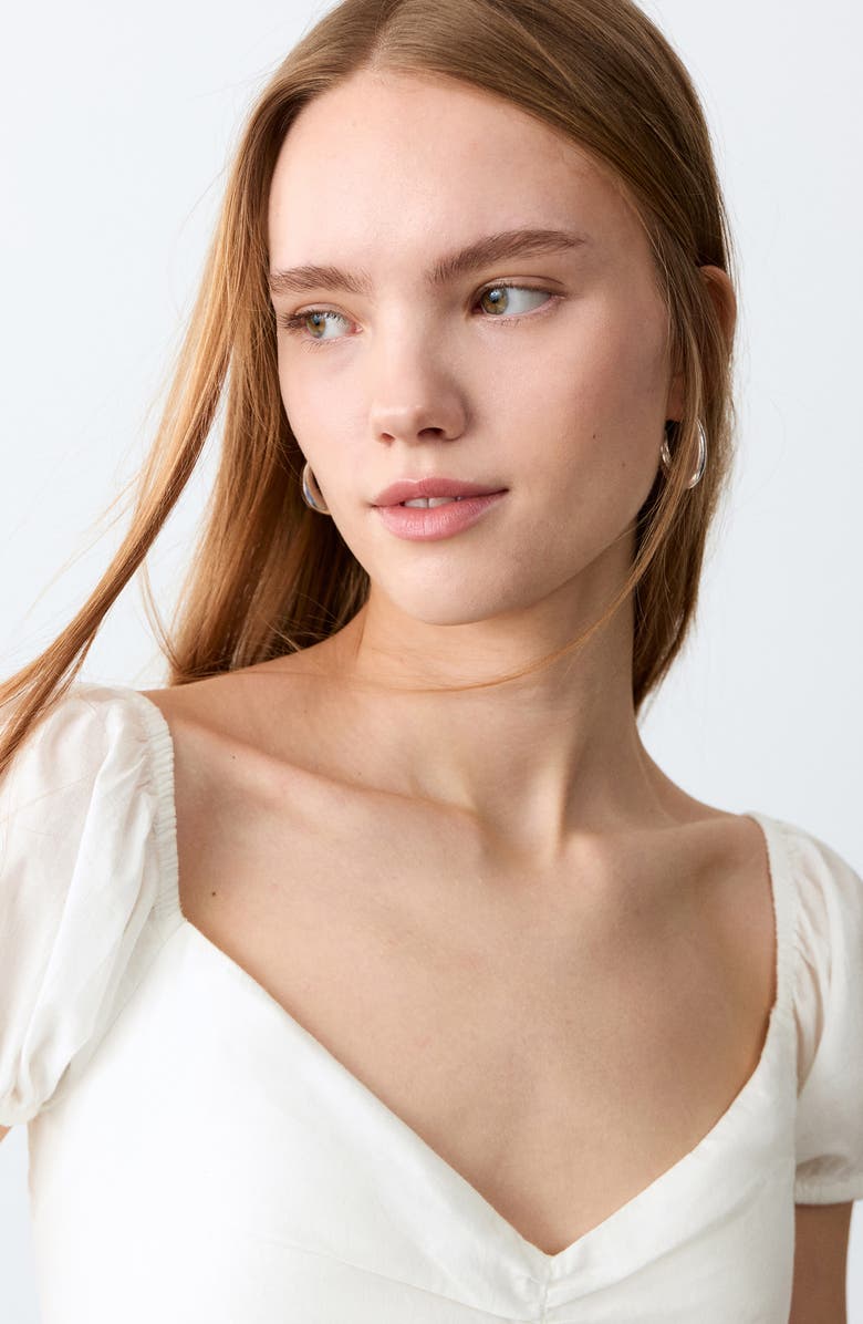 MANGO TEEN Puff Sleeve Cotton Crop Top, Alternate, color,