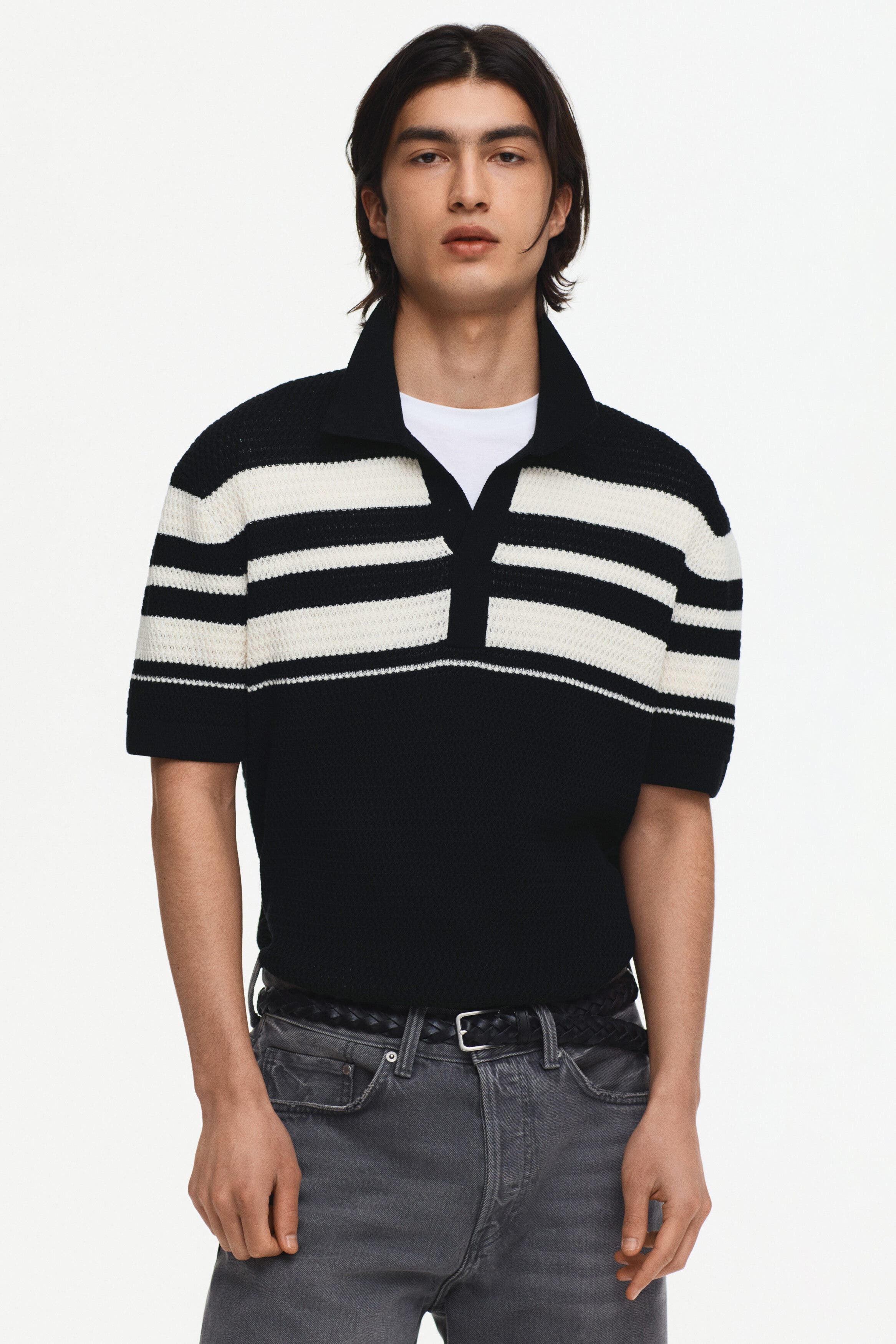 Regular Fit Pointelle-knit Polo Shirt - image 2