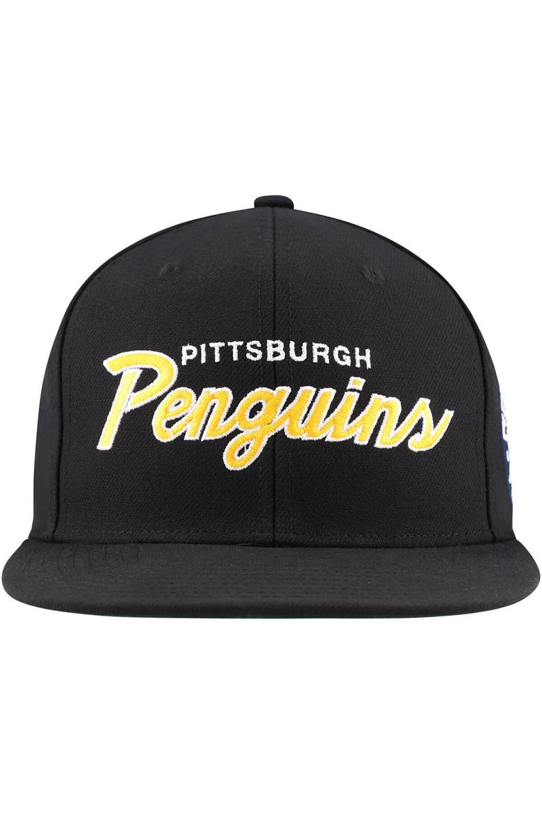 Men's Mitchell & Ness Black Pittsburgh Penguins Core Team Script 2.0 Snapback Hat, Alternate, color, Black