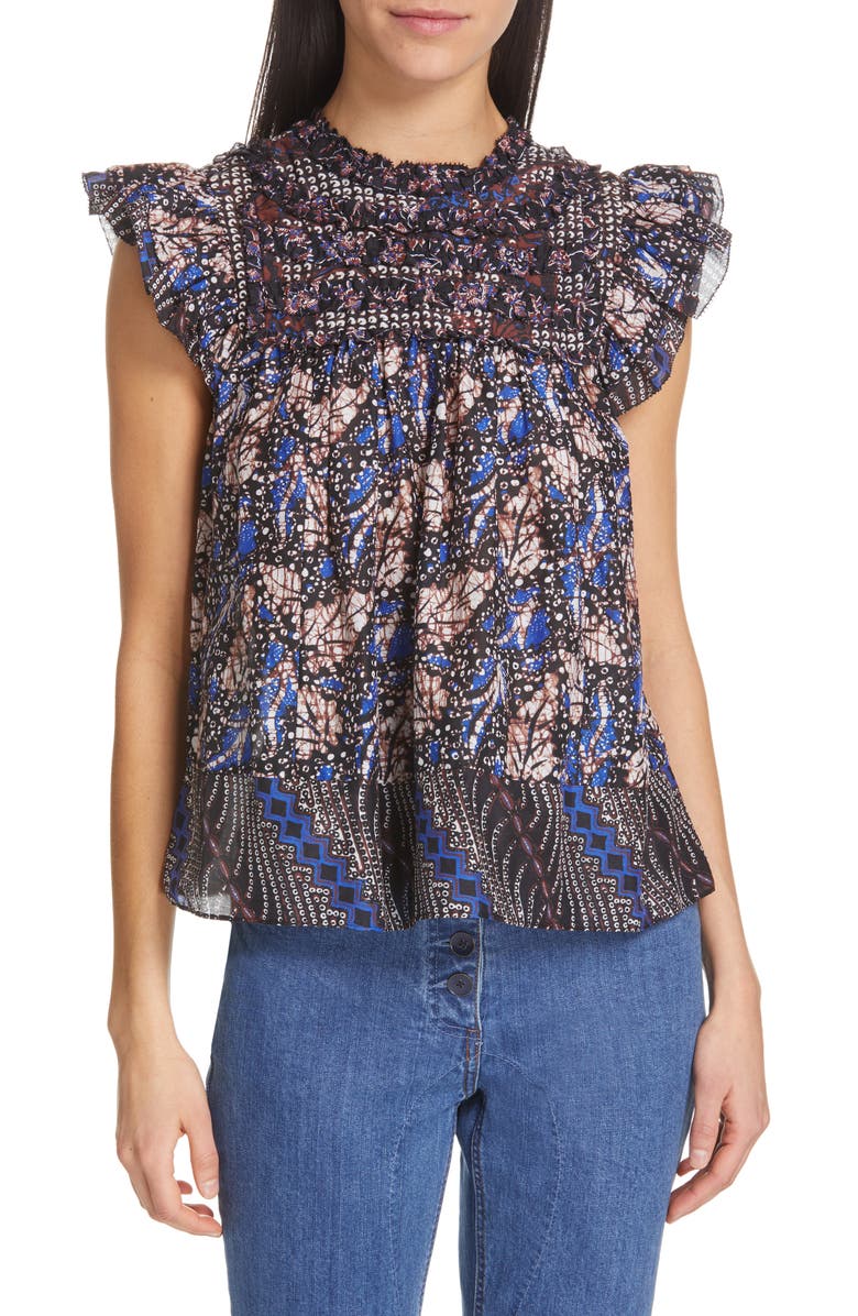 Ulla Johnson Nuru Ruffle Trim Top, Main, color,