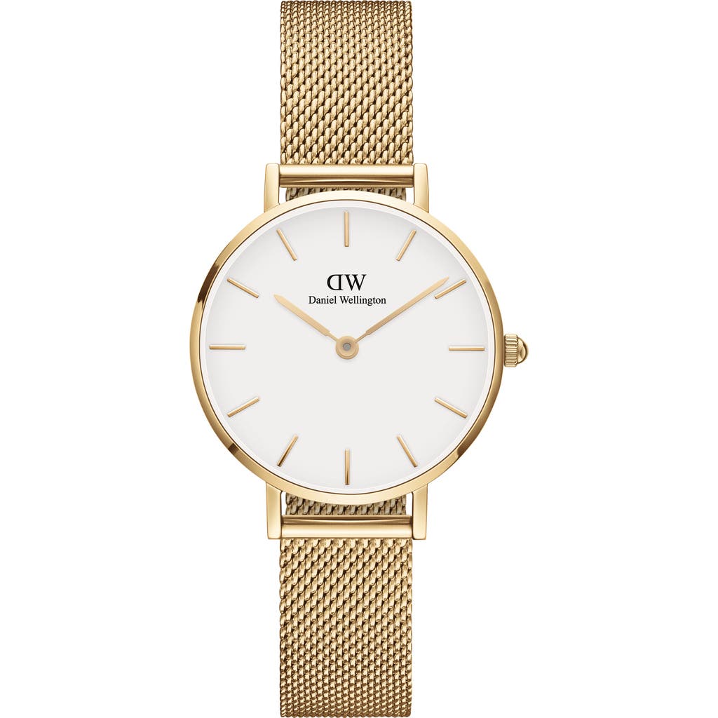 Daniel Wellington Petite Evergold Mesh Strap Watch, 28mm in Gold/Eggshell