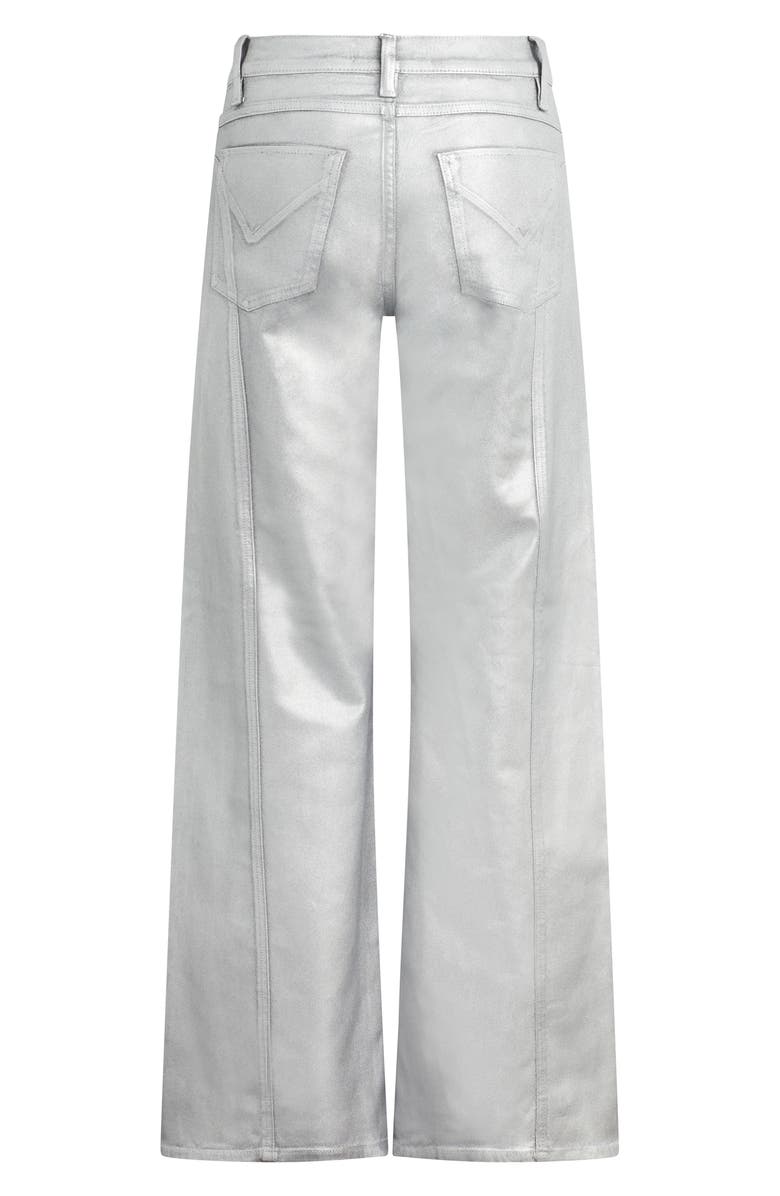 Hudson Jeans Lexi Seamed Metallic Straight Leg Jeans, Alternate, color, Matte Silver Foil