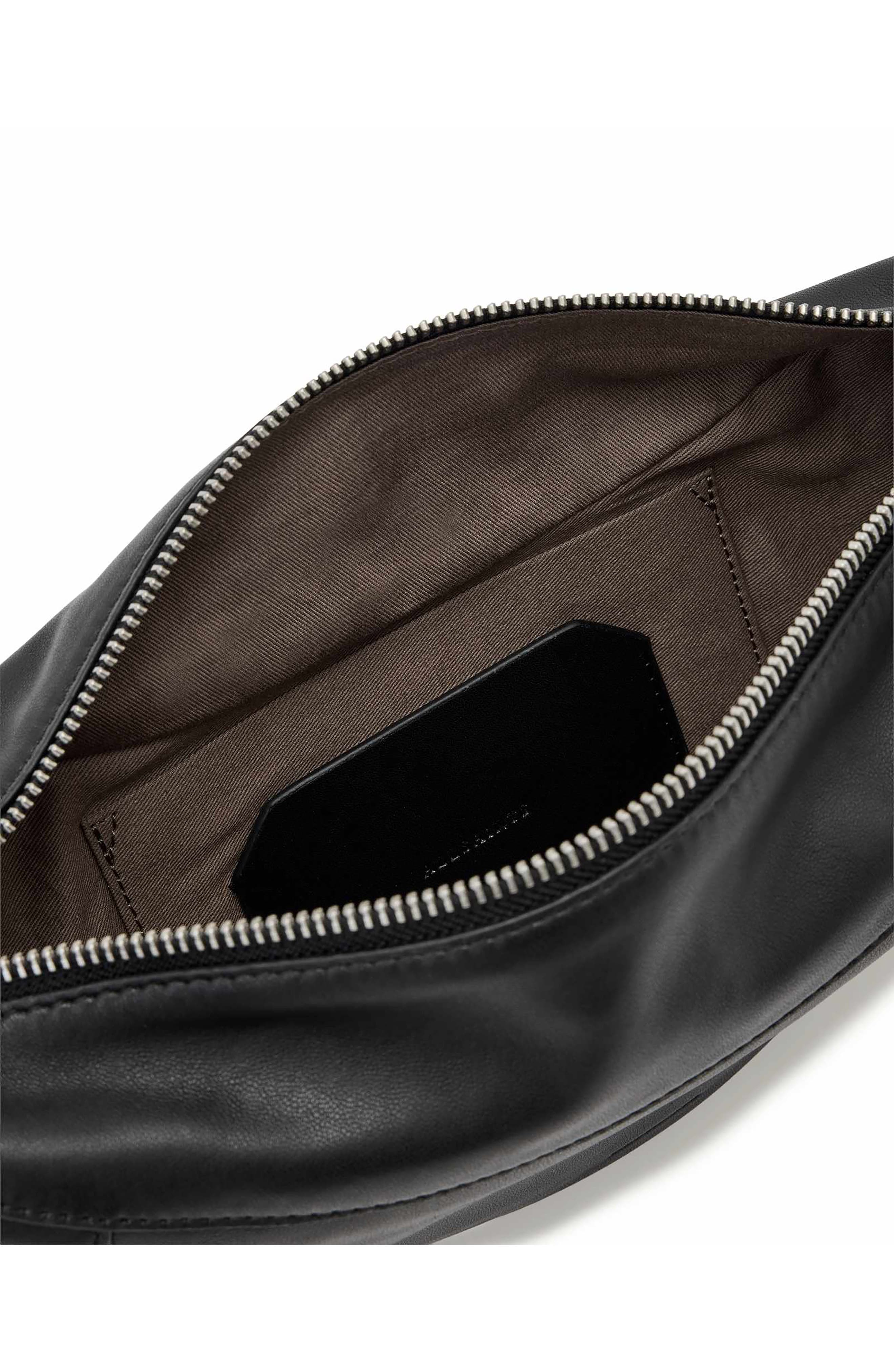 Luna Leather Crossbody Bag, Alternate, color, BLACK/ SILVER