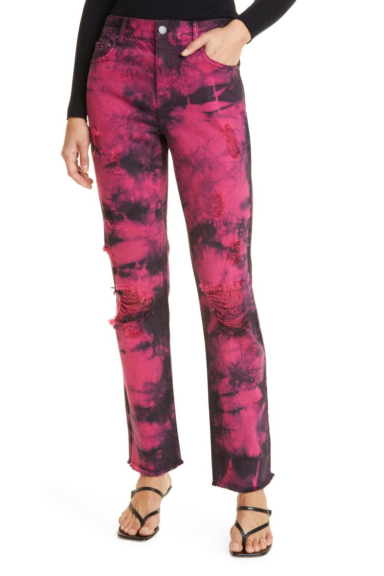 Genevieve Tie Dye Distressed Baggy Jeans, Main, color, TIE DYE