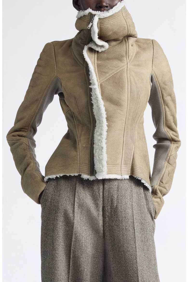 Naska Genuine Shearling Jacket, Main, color, DARK PEARL/ BLEACH
