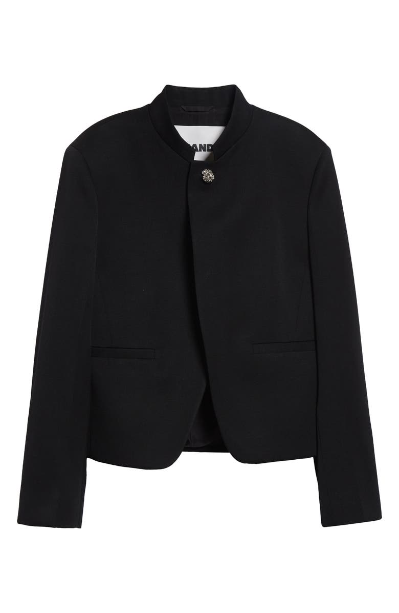 Jil Sander Jewel Detail Wool Crop Jacket, Main, color, Black