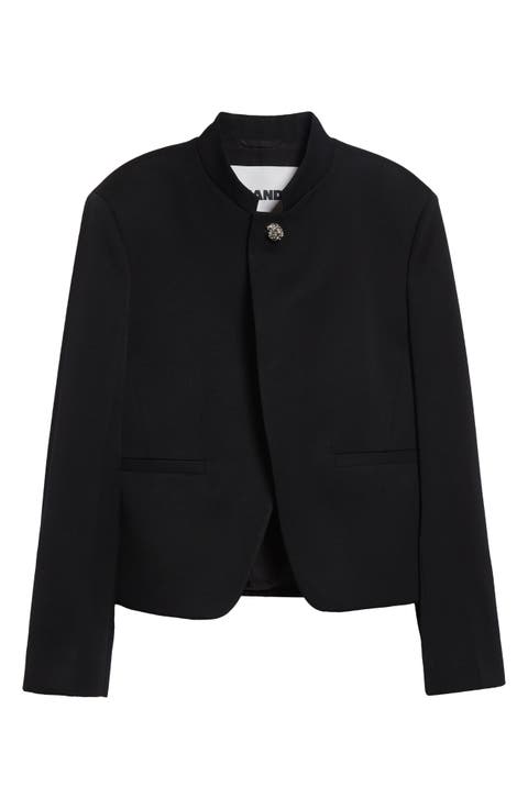 Jewel Detail Wool Crop Jacket
