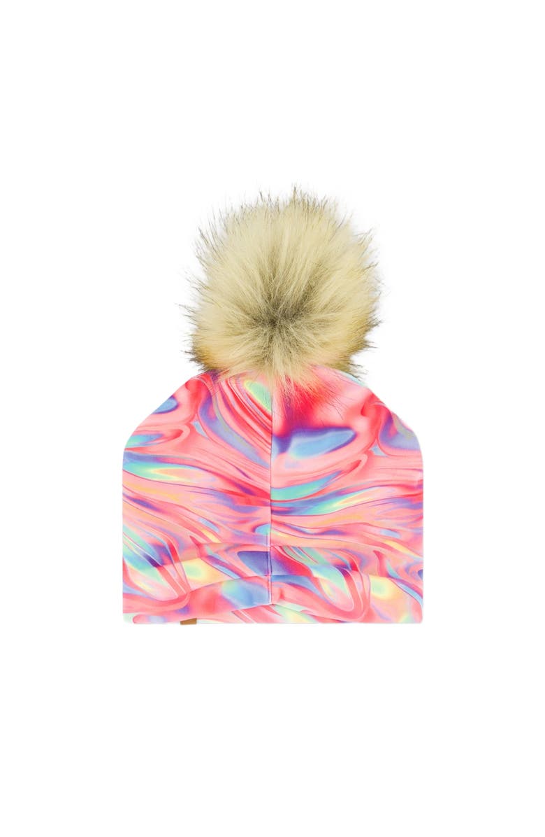 Deux par Deux Girl's Knit Hat Pink And Air Blue Marble, Alternate, color, Marble