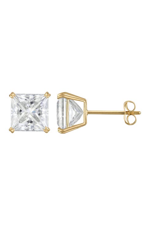 <p>14K Gold Princess Cut Moissanite Stud Earrings</p>