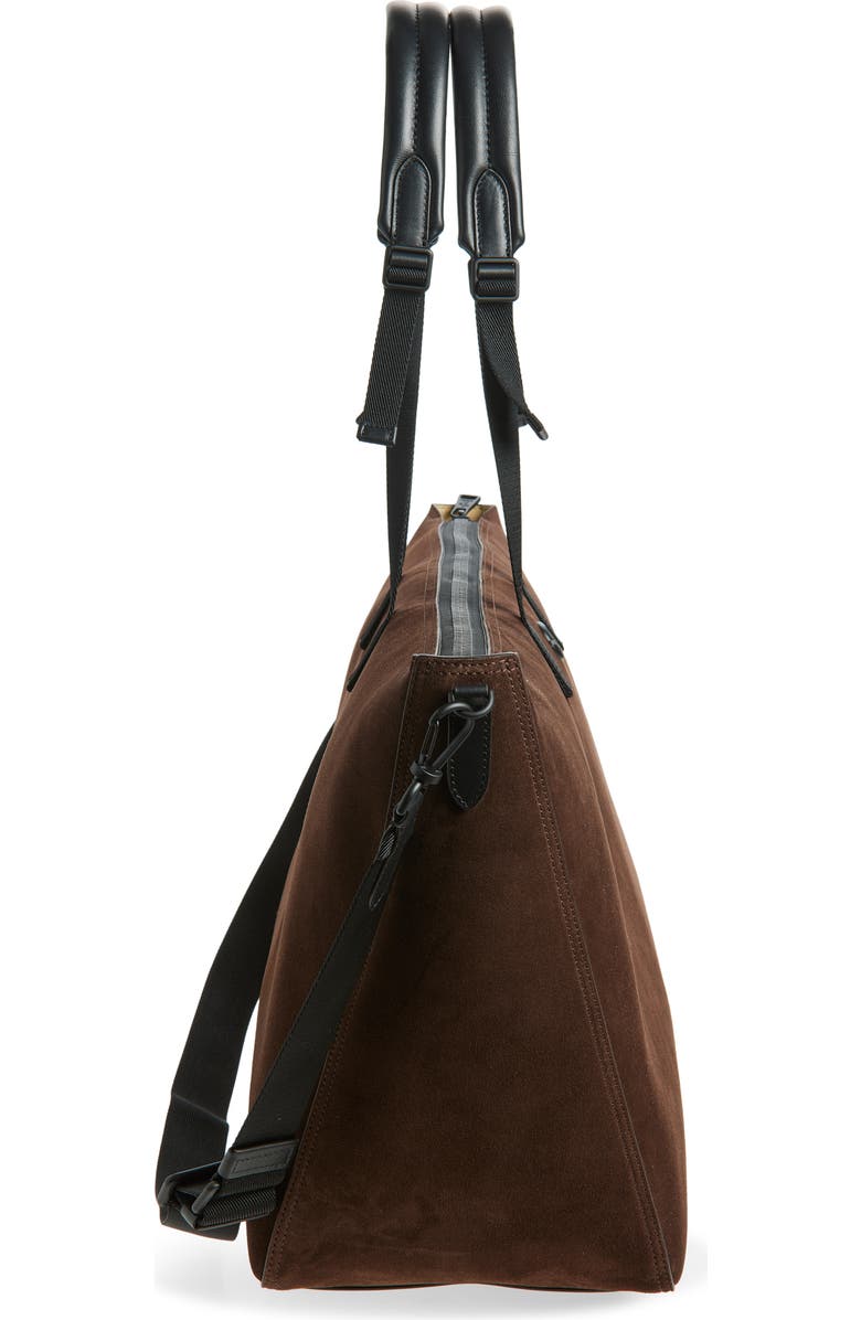 Moncler Carlo Suede Duffle Bag, Alternate, color, Chocolate