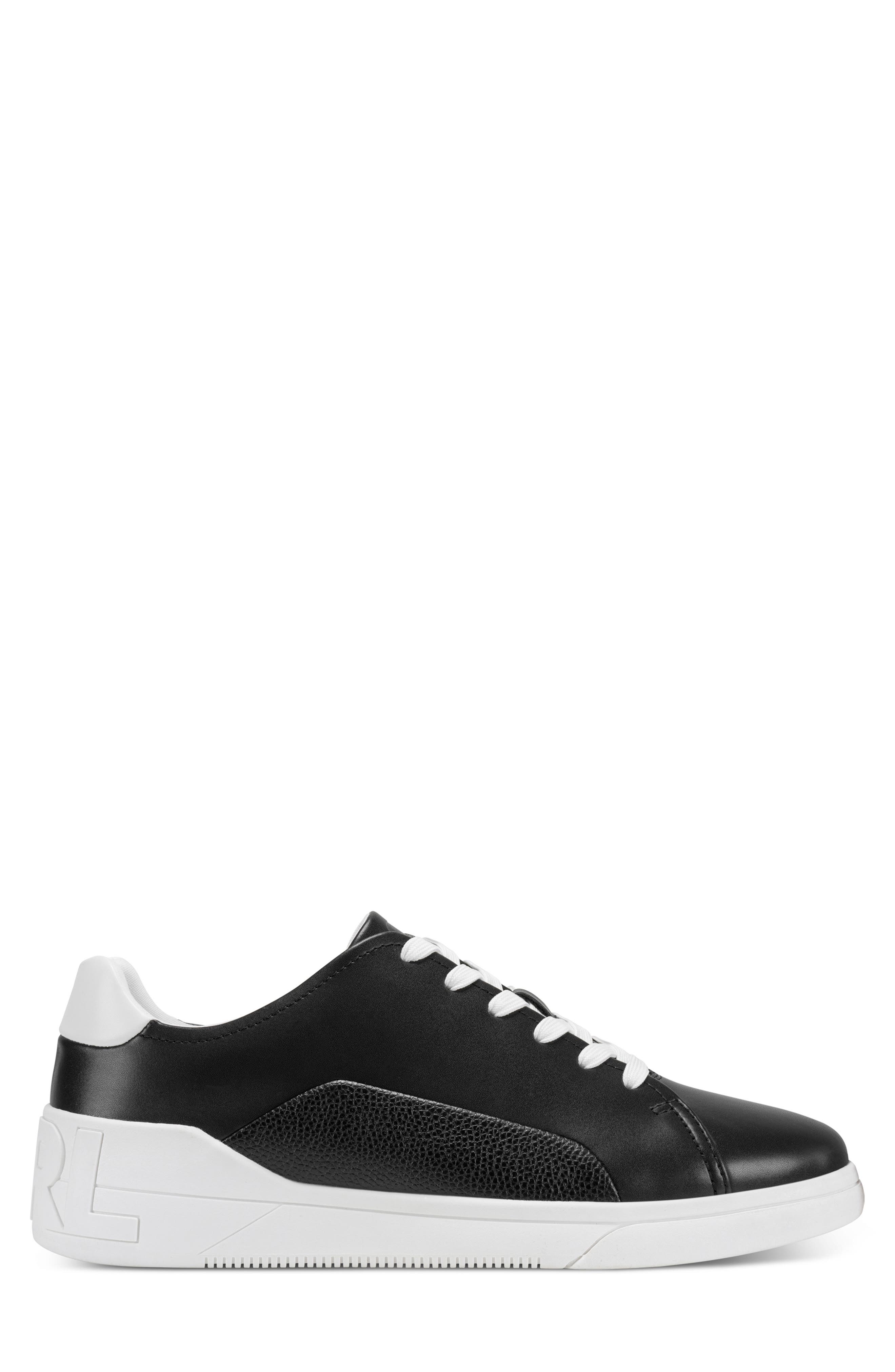 KARL LAGERFELD PARIS Paneled Court Sneaker, Alternate, color, Black
