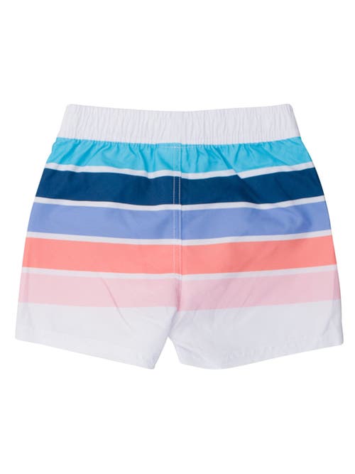 Shop Ruggedbutts Boys Upf50+ Swim Trunks In Seaside Stripe