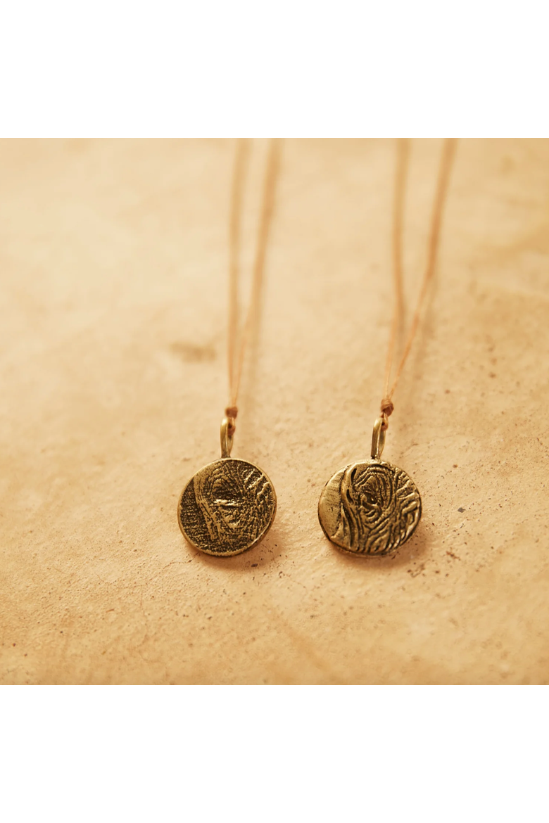 Elephant Eye Necklace Carved, Alternate, color, Gold Plated  w/ Chain