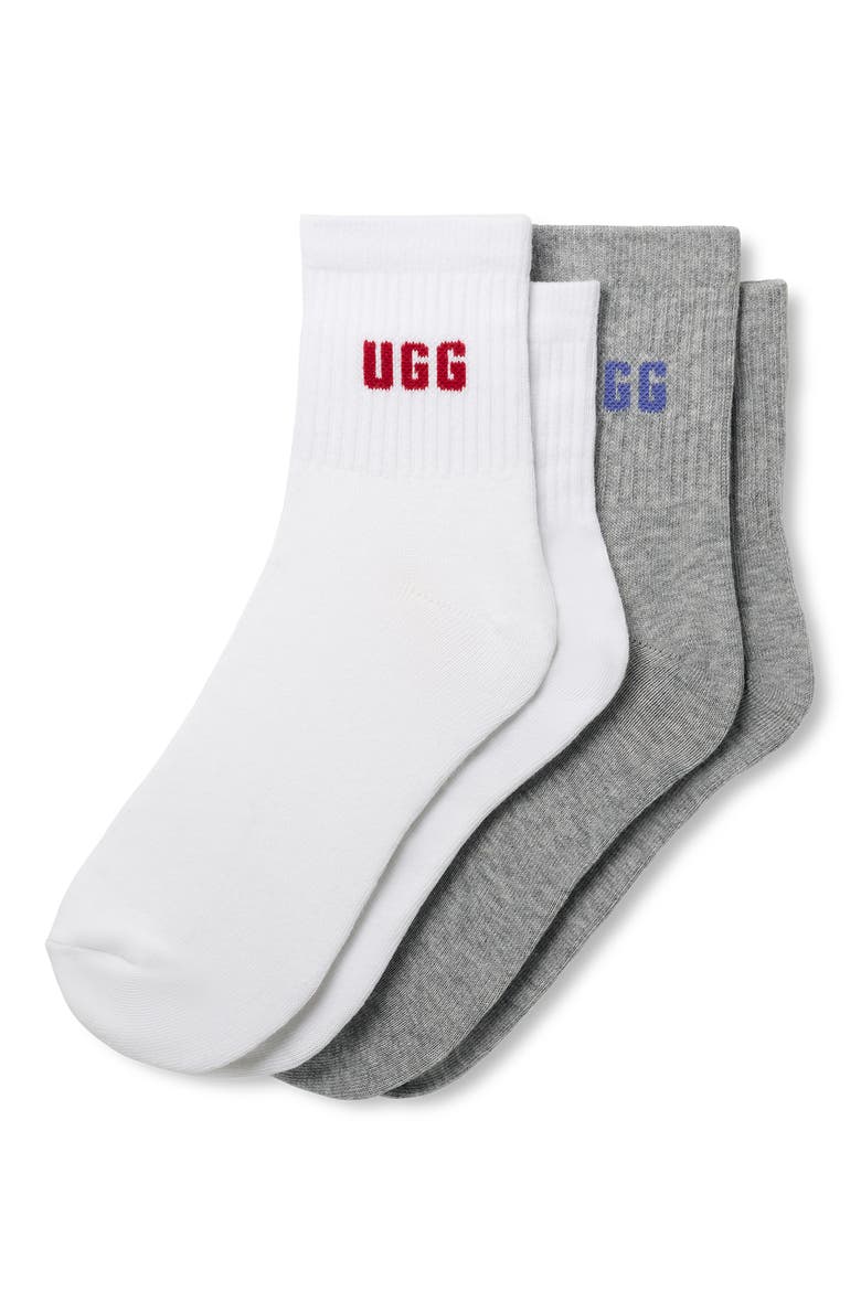 Quinlin Assorted 2-Pack Logo Quarter Socks, Main, color, RED SAFFRON / GREY HEATHER