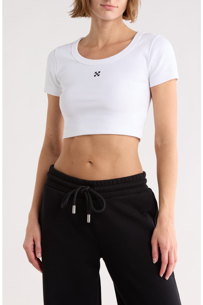 Ribbed Crop T-Shirt, Main, color, BRIGHT WHITE