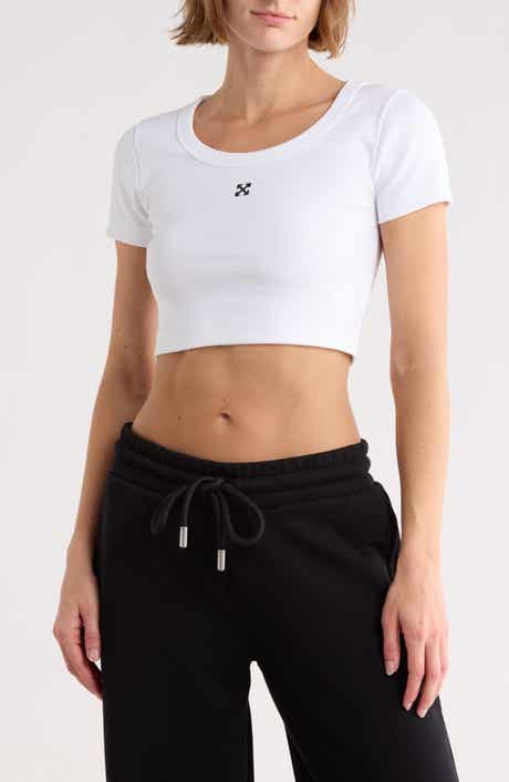 Off-White Ribbed Crop T-Shirt