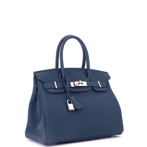 Pre-owned Hermes Hermes Birkin Handbag Blue Togo With Palladium Hardware 30 In Blue