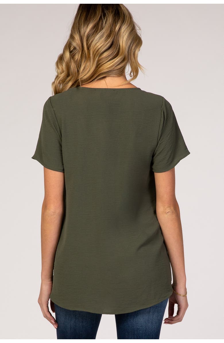 PinkBlush Button Tie Front Top, Alternate, color, Light Olive