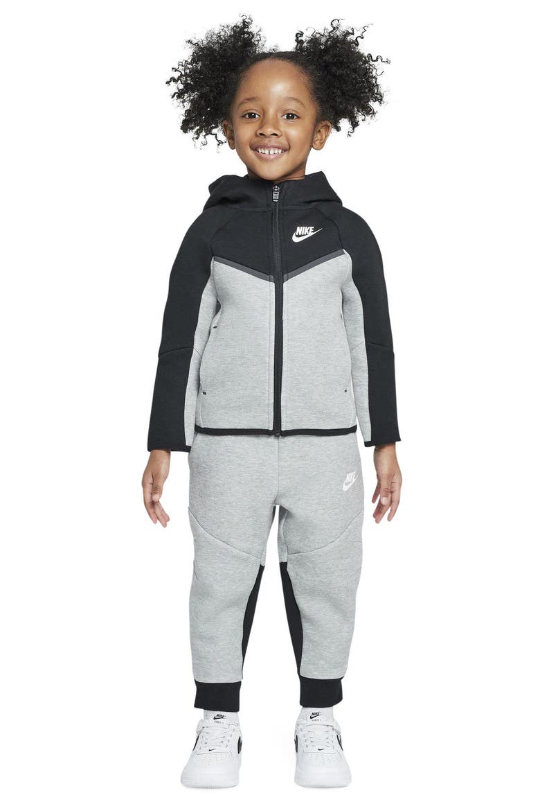 Kids' Tech Fleece Zip Hoodie & Joggers Set, Alternate, color, DARK GREY HEATHER/ BLACK