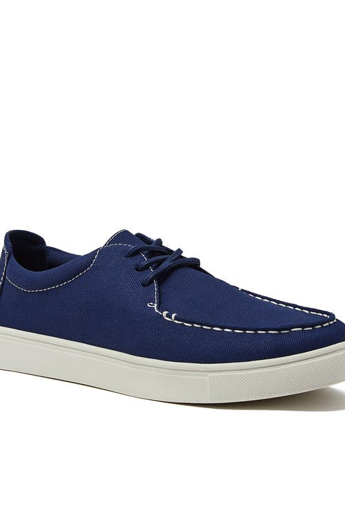 Lands' End Moc Toe Canvas Lace Up Sneakers In Deep Sea Navy