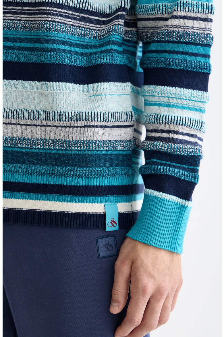 Stripe Cotton Sweater, Alternate, color, TAHITIAN BLUE STRIPE