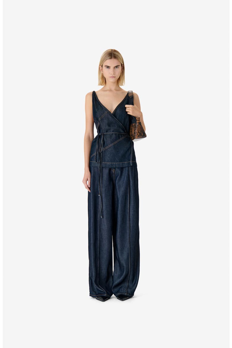 Renata Denim Wrap Top, Alternate, color, Satin Denim