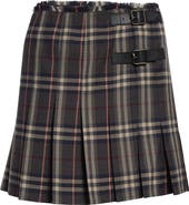 スカート BURBERRY CHECK WOOL BLEND PLEATED SKIRT Burberry Pleated Check Wool Blend Skirt | REVERSIBLE