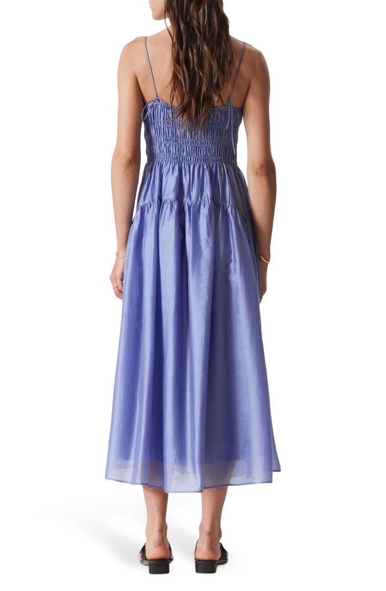 & Other Stories Shirred Sleeveless Midi Dress, Alternate, color, Blue Medium