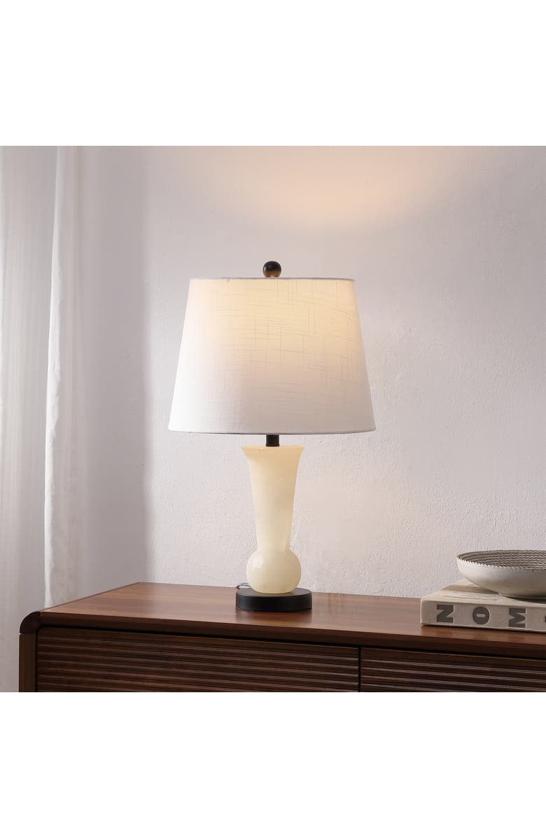 JONATHAN Y Eliza 23" Alabaster LED Table Lamp, Crystal Base, Alternate, color, White