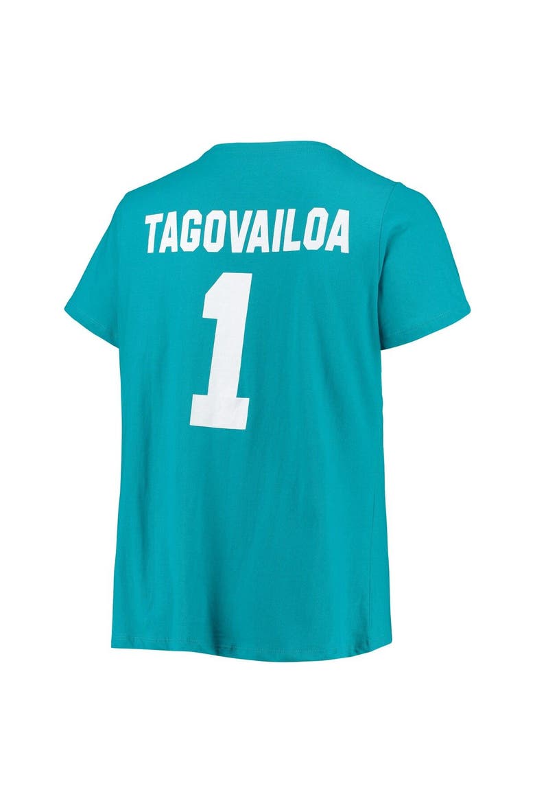 Women's Tua Tagovailoa Aqua Miami Dolphins Plus Size Fair Catch Name & Number V-Neck T-Shirt, Alternate, color, Aqua