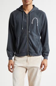 STOCKHOLM SURFBOARD CLUB Petite Logo Organic Cotton Zip Graphic Hoodie