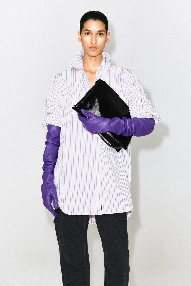 Long Leather Gloves, Alternate, color, PURPLE